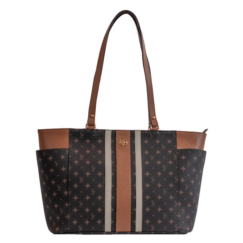 Shopping Bag Grande Personnalité Cavezzale Chocolate/Marfim/Caramelo 105766