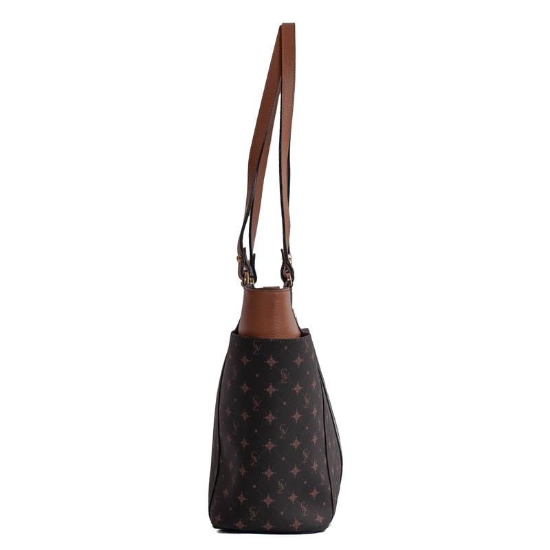 Shopping Bag Grande Personnalité Cavezzale Chocolate/Marfim/Caramelo 105766