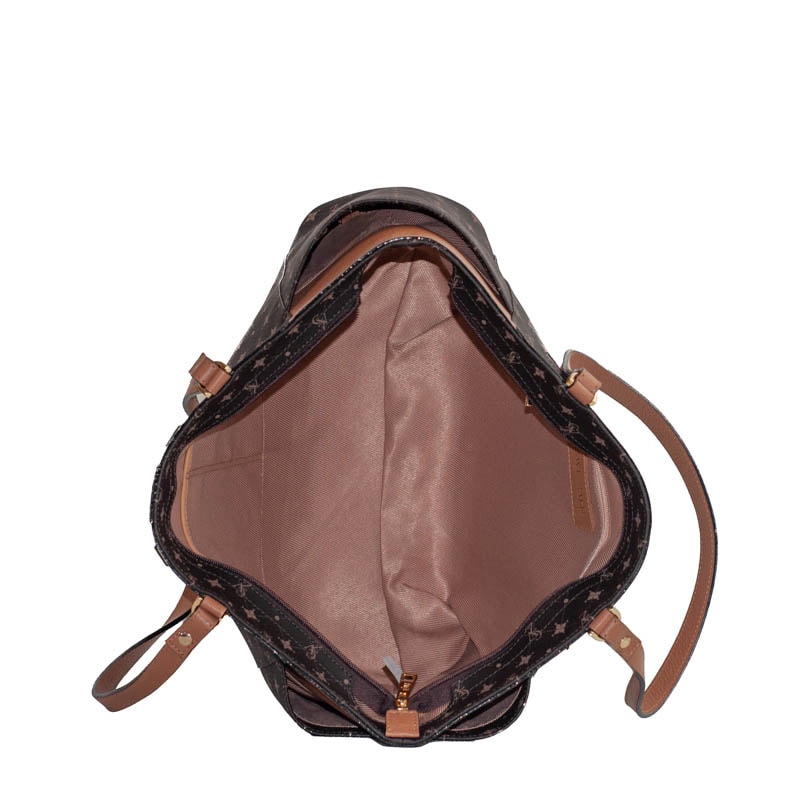 Shopping Bag Grande Personnalité Cavezzale Chocolate/Marfim/Caramelo 105766