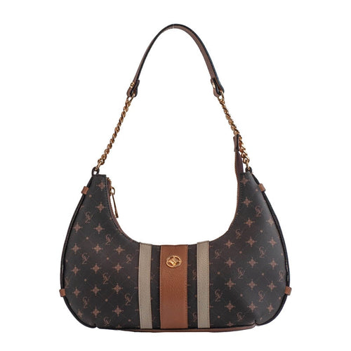 Bolsa Baguete Média Personnalité Cavezzale Chocolate/Marfim/Caramelo 105767