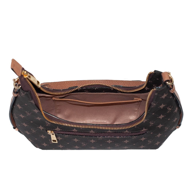 Bolsa Baguete Média Personnalité Cavezzale Chocolate/Marfim/Caramelo 105767