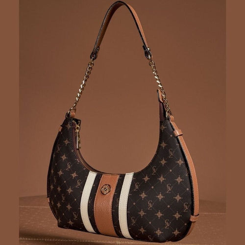 Bolsa Baguete Média Personnalité Cavezzale Chocolate/Marfim/Caramelo 105767
