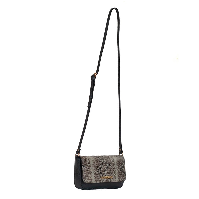 Bolsa Tiracolo Pequena Couro Floater Snake Cavezzale Natural/Preto 105771