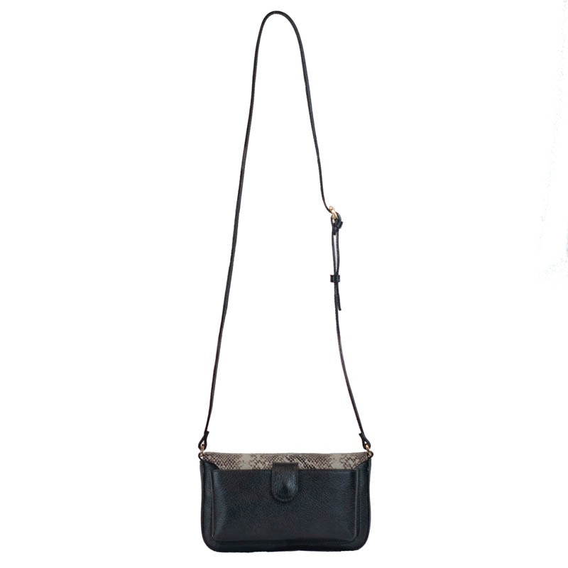 Bolsa Tiracolo Pequena Couro Floater Snake Cavezzale Natural/Preto 105771
