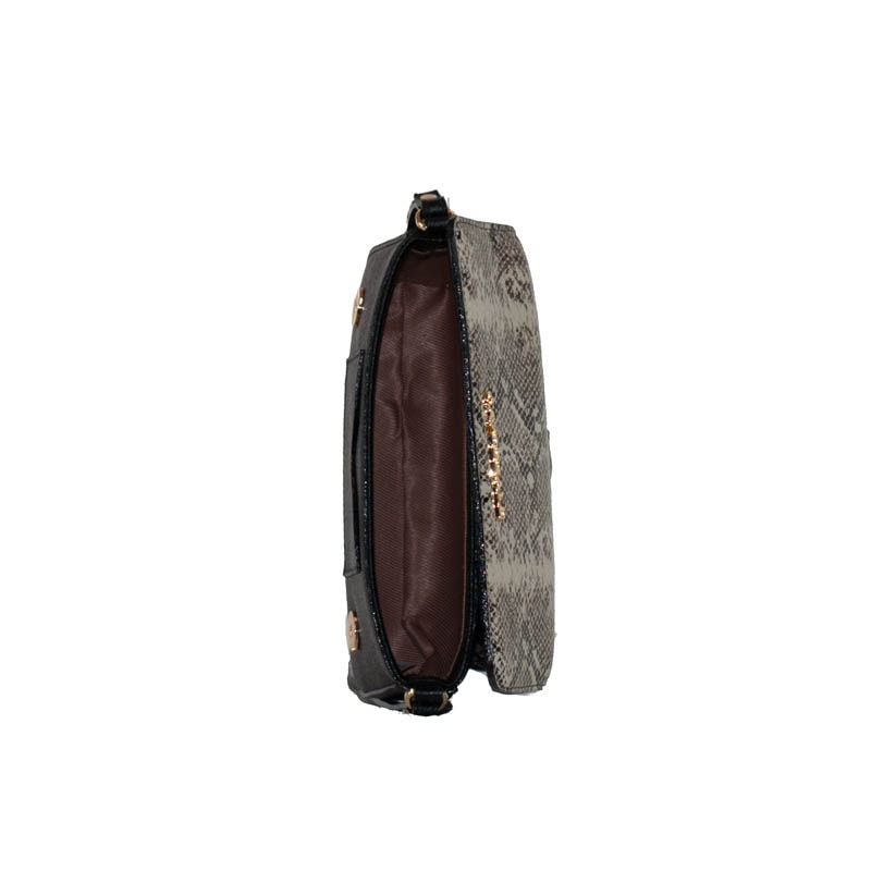 Bolsa Tiracolo Pequena Couro Floater Snake Cavezzale Natural/Preto 105771