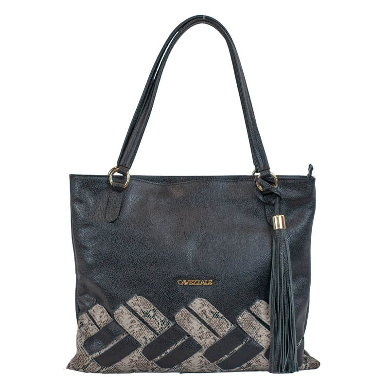Shopping Bag Grande Couro Floater Snake Cavezzale Natural/Preto 105772
