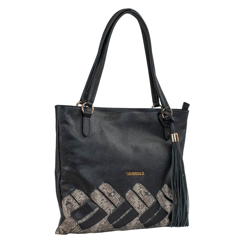 Shopping Bag Grande Couro Floater Snake Cavezzale Natural/Preto 105772