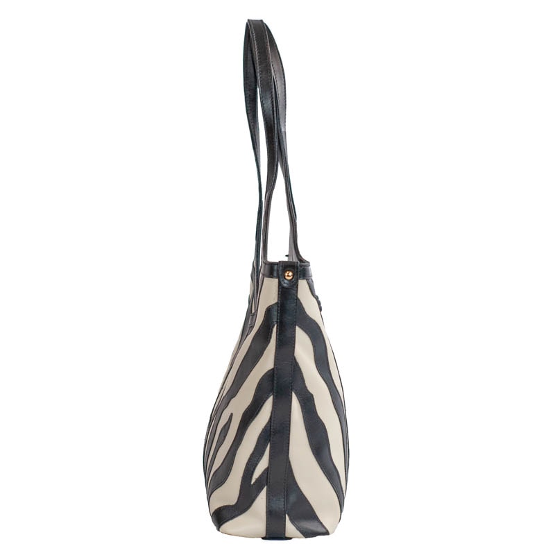 Bolsa Hobo Grande de Couro Comfy Marfim/Preto Cavezzale 105773