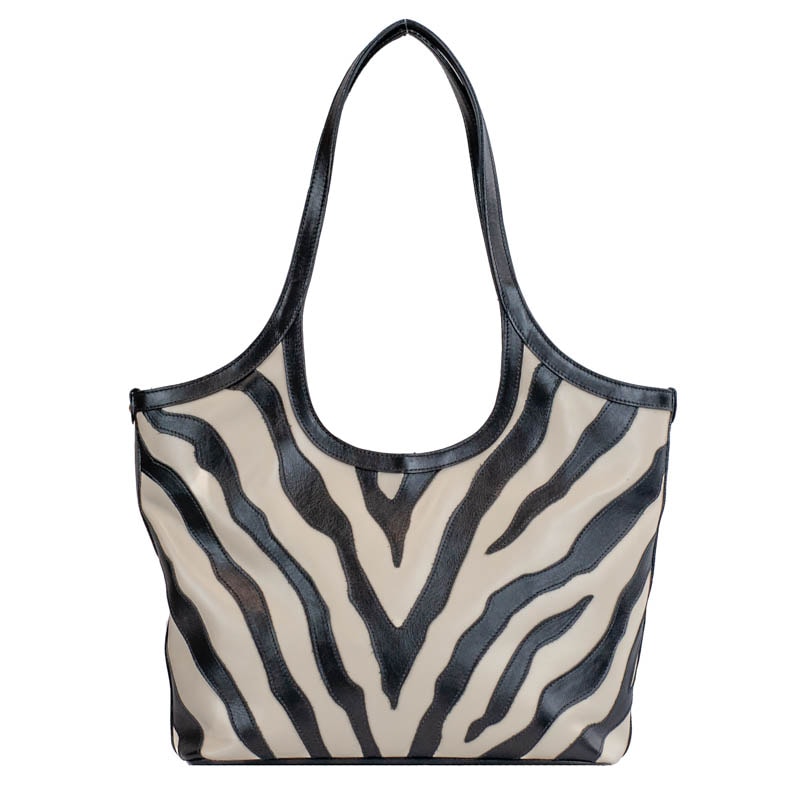 Bolsa Hobo Grande de Couro Comfy Marfim/Preto Cavezzale 105773