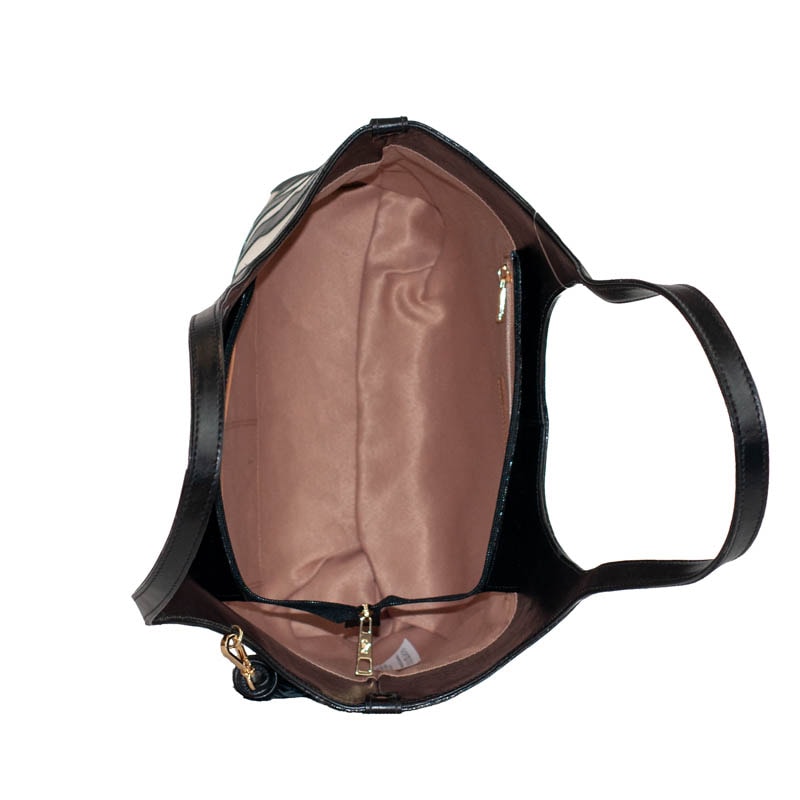 Bolsa Hobo Grande de Couro Comfy Marfim/Preto Cavezzale 105773
