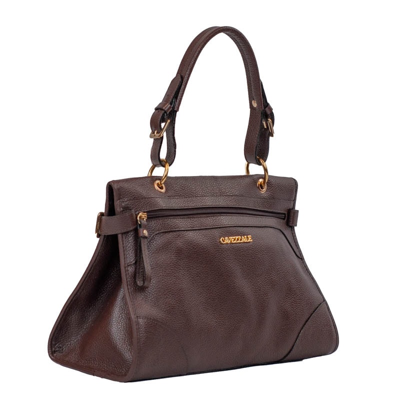Tote Bag Média de Couro Floater Cavezzale Marrom 105776
