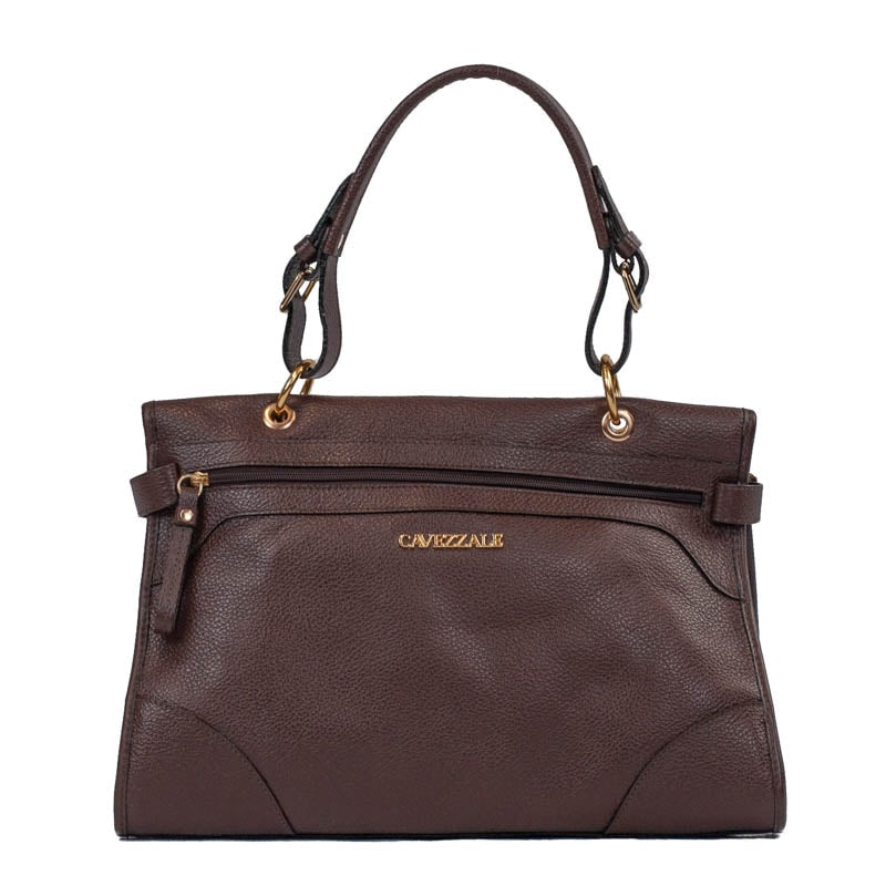 Tote Bag Média de Couro Floater Cavezzale Marrom 105776