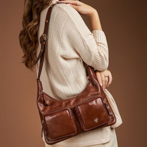 Bolsa Hobo Grande de Couro Comfy Cavezzale Toffe 105777