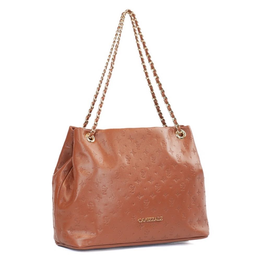 Bolsa Hobo Média Couro Soft Monograma Cavezzale Camel 105791