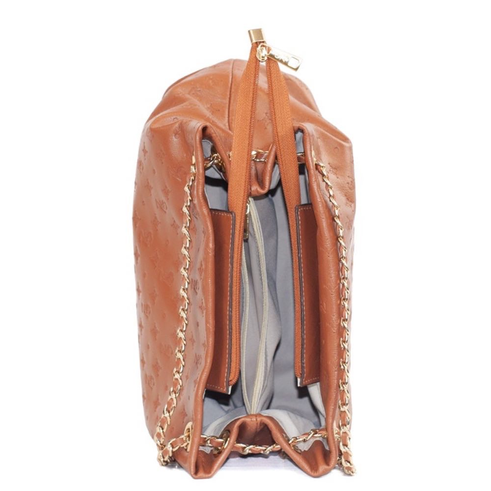 Bolsa Hobo Média Couro Soft Monograma Cavezzale Camel 105791