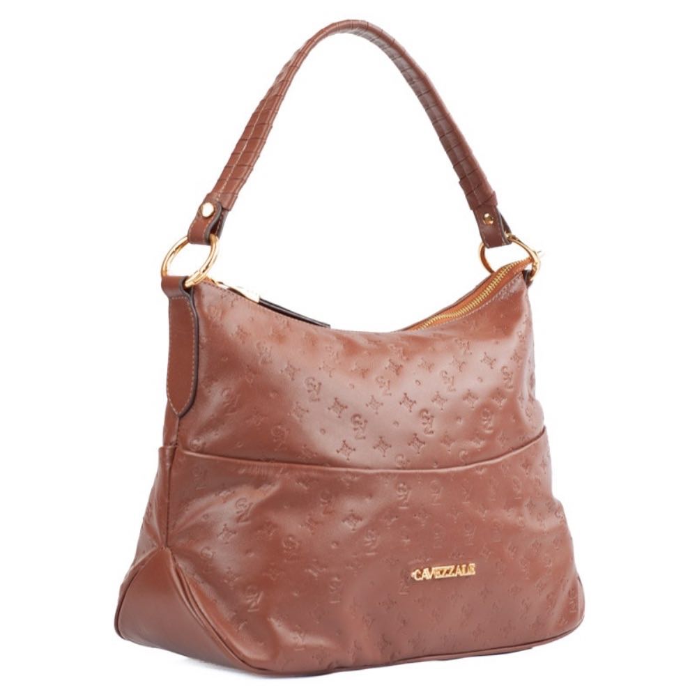 Bolsa Hobo Grande de Couro Cavezzale Soft/Monograma Whisky 105792