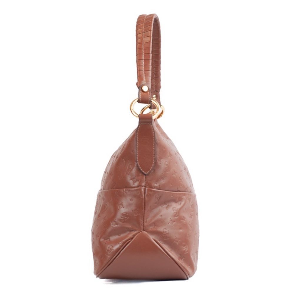 Bolsa Hobo Grande de Couro Cavezzale Soft/Monograma Whisky 105792