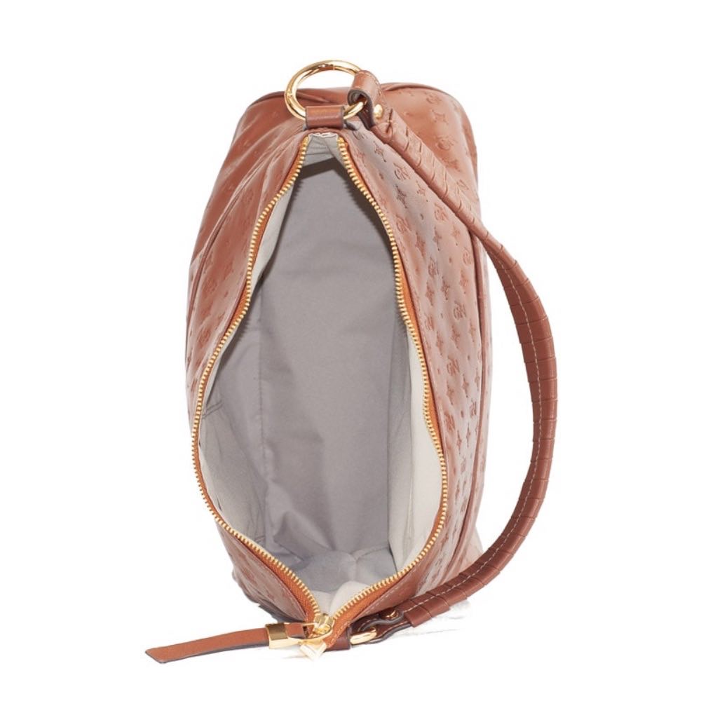 Bolsa Hobo Grande de Couro Cavezzale Soft/Monograma Whisky 105792