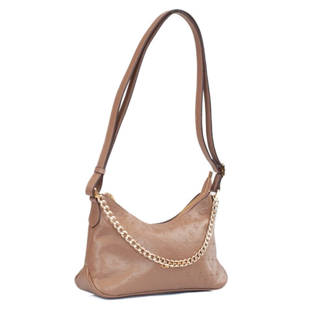 Bolsa Hobo Média de Couro Cavezzale Monograma Taupe 105794
