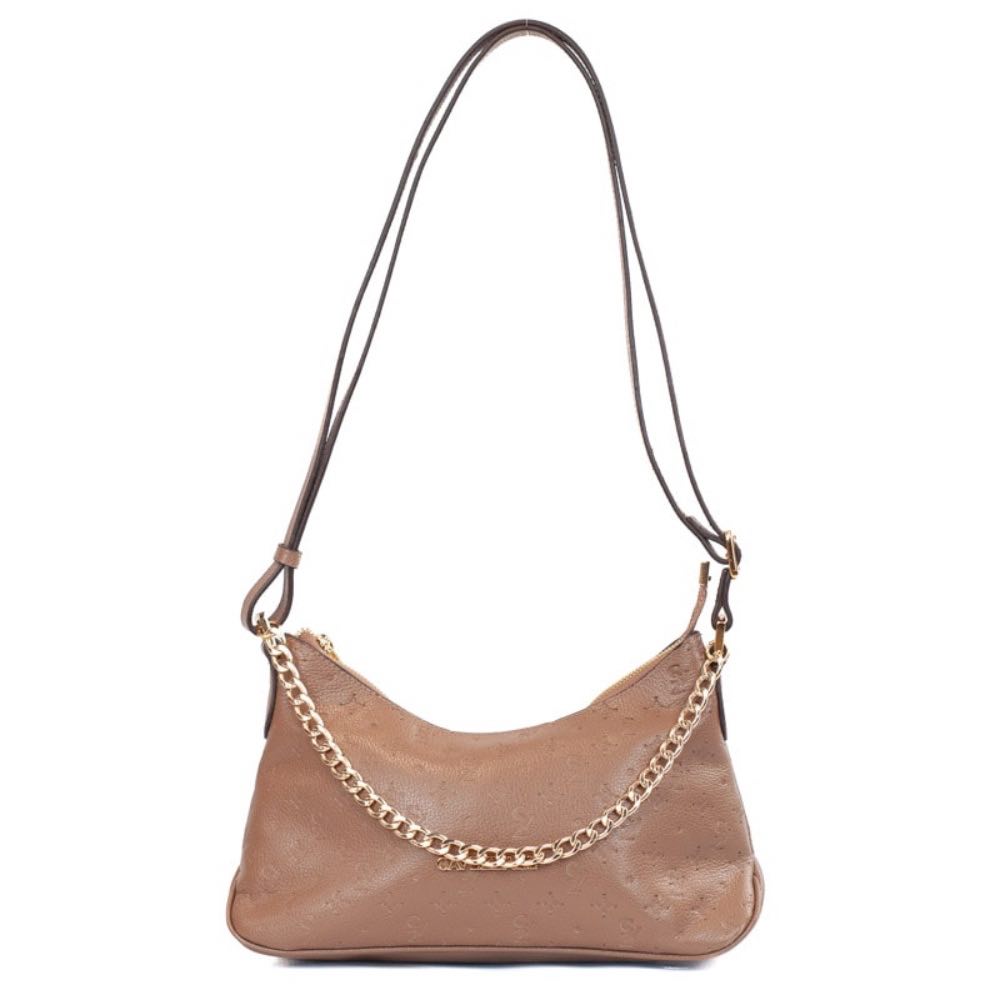 Bolsa Hobo Média de Couro Cavezzale Monograma Taupe 105794