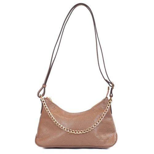 Bolsa Hobo Média de Couro Cavezzale Monograma Taupe 105794
