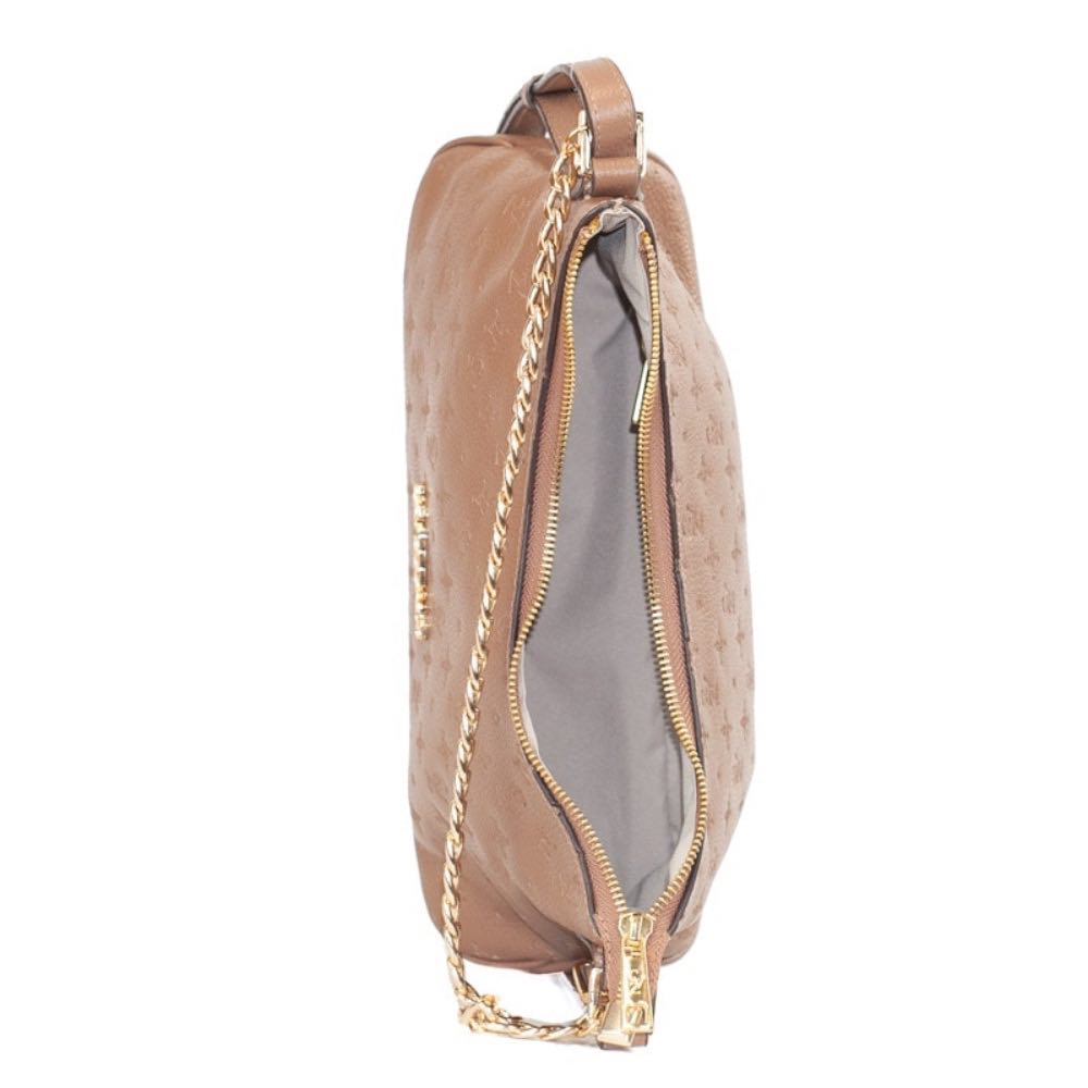 Bolsa Hobo Média de Couro Cavezzale Monograma Taupe 105794