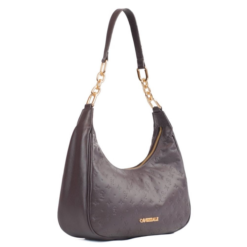 Bolsa Hobo Grande de Couro Cavezzale Monograma Cacau 105795
