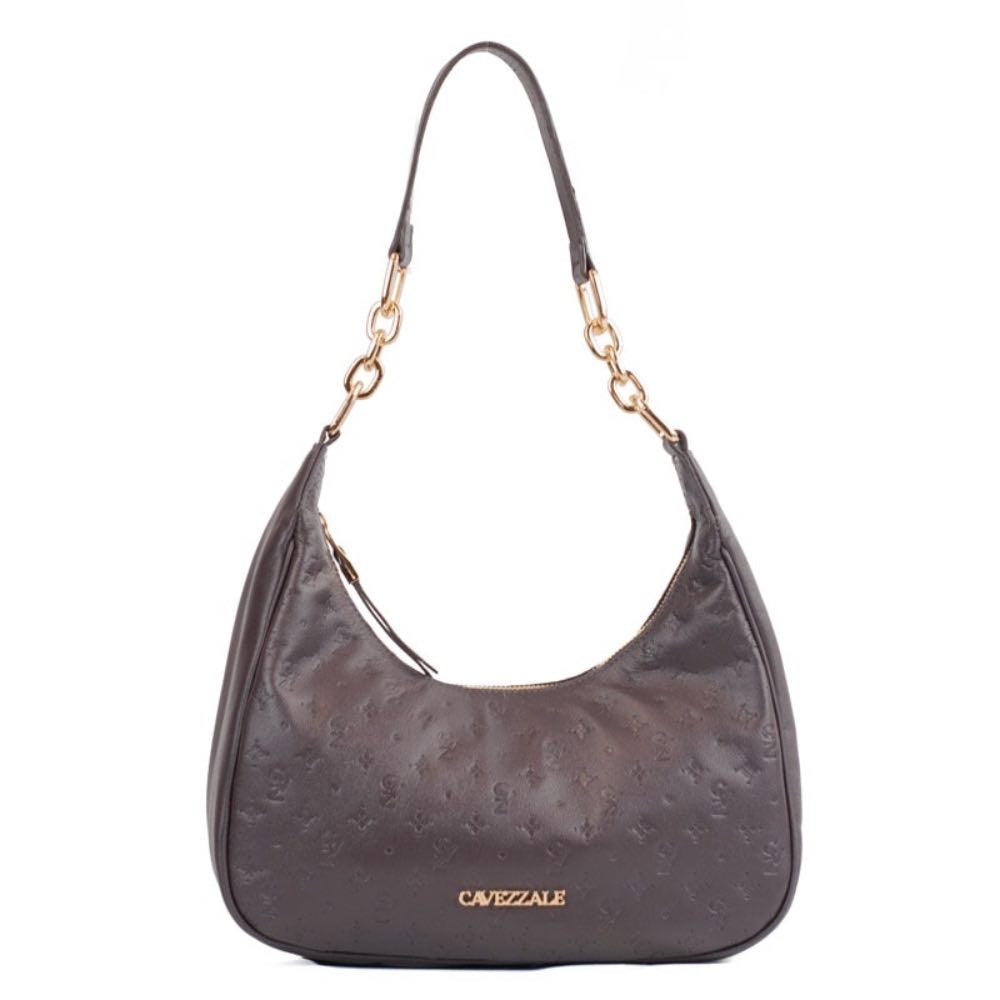 Bolsa Hobo Grande de Couro Cavezzale Monograma Cacau 105795