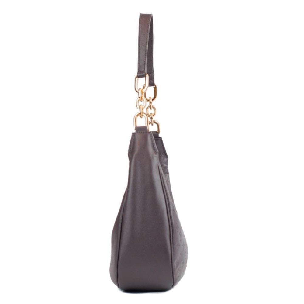 Bolsa Hobo Grande de Couro Cavezzale Monograma Cacau 105795