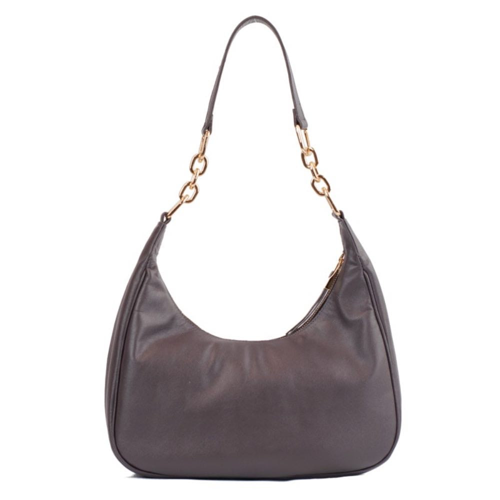 Bolsa Hobo Grande de Couro Cavezzale Monograma Cacau 105795
