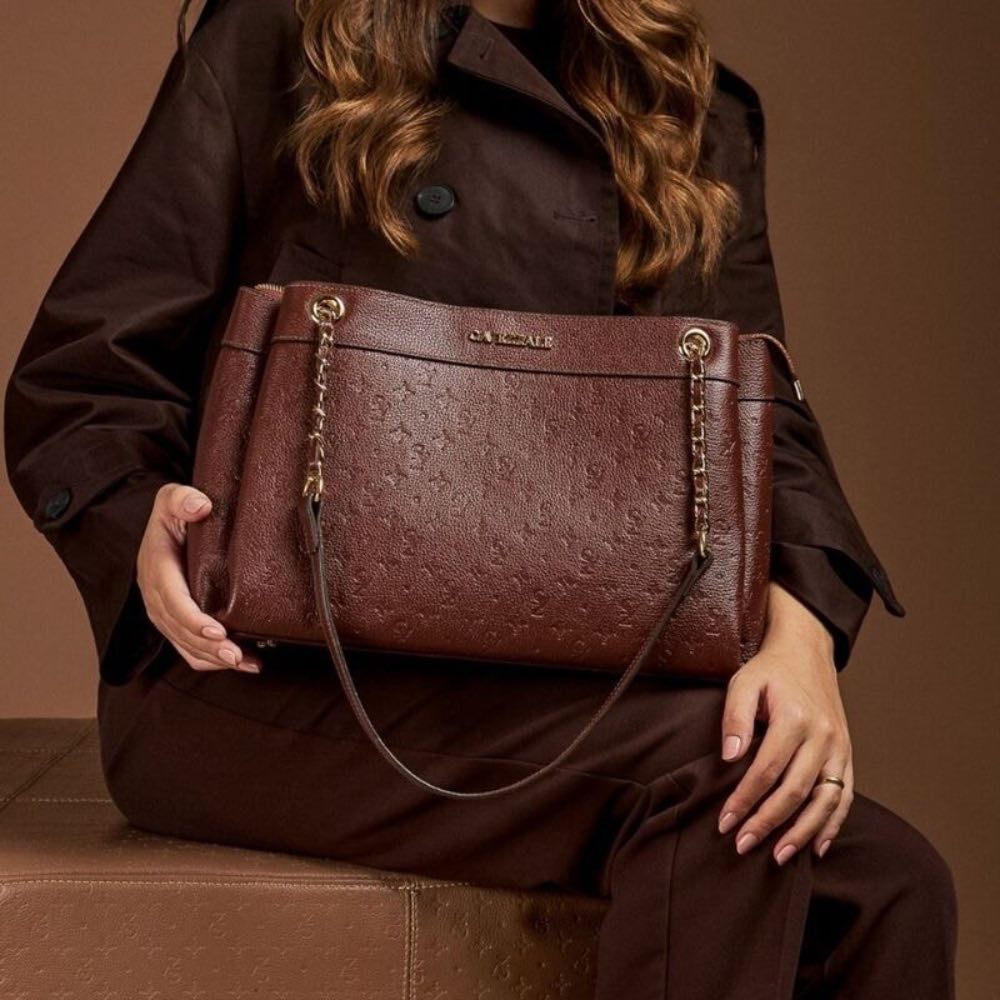 Tote Bag Grande Couro Floter Monograma Cavezzale Pinhão 105796