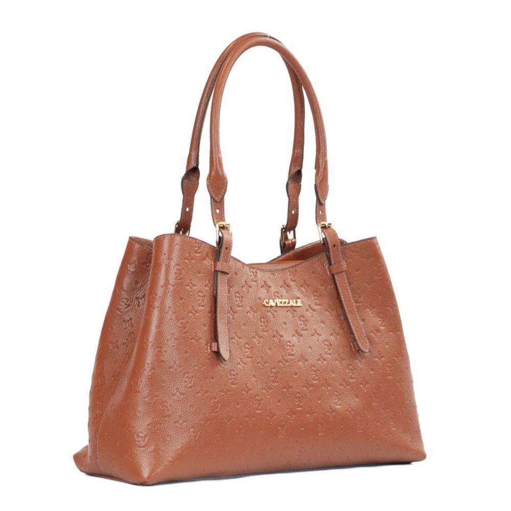 Tote Bag Grande de Couro Monograma Cavezzale Camel 105799