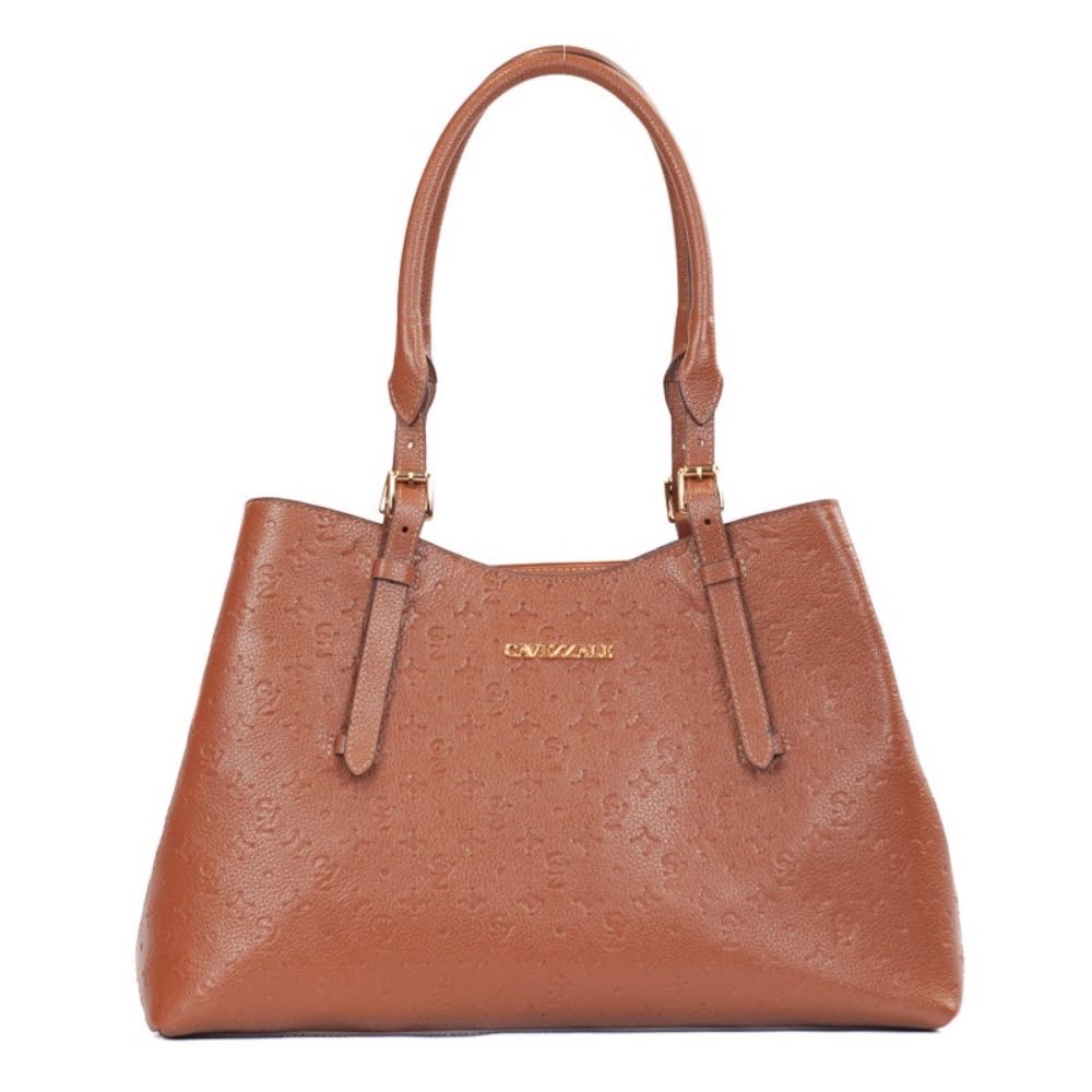 Tote Bag Grande de Couro Monograma Cavezzale Camel 105799
