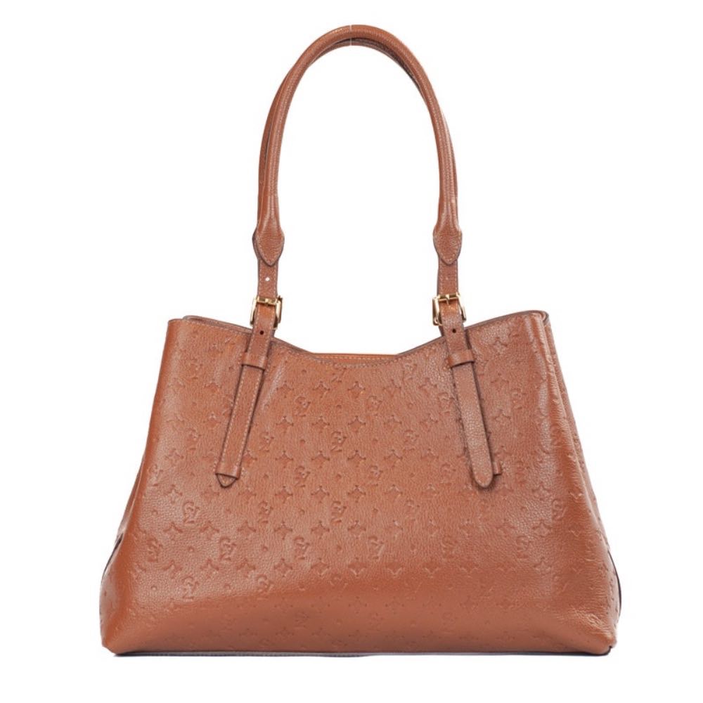 Tote Bag Grande de Couro Monograma Cavezzale Camel 105799