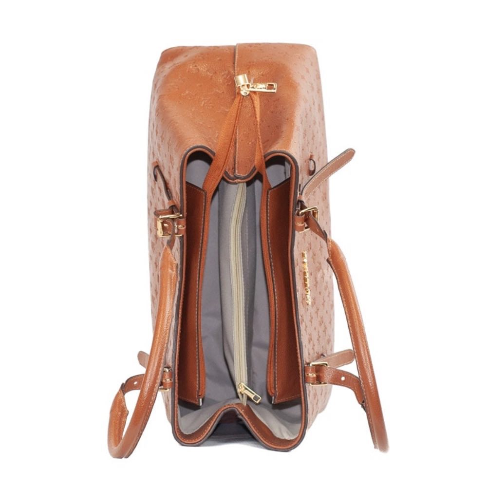 Tote Bag Grande de Couro Monograma Cavezzale Camel 105799