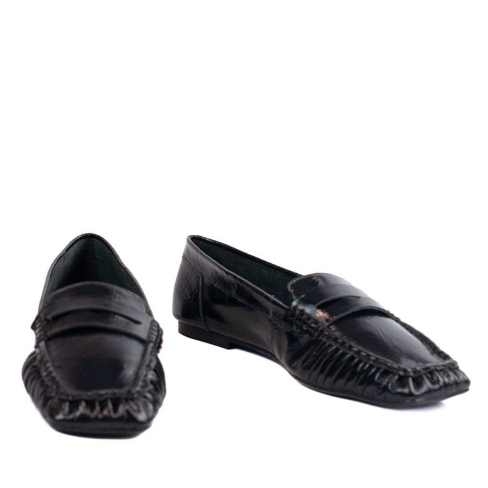 Mocassim de Couro Crinkle Cavezzale Preto 105722