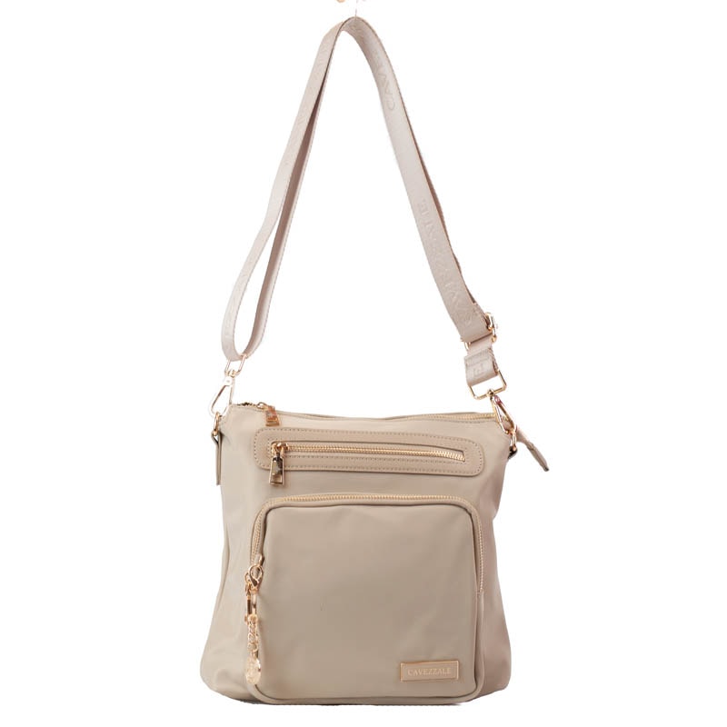 Bolsa Tiracolo Média de Nylon Cavezzale Bege 105688