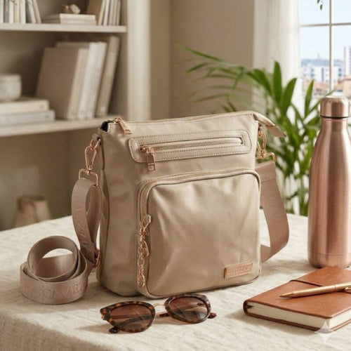 Bolsa Tiracolo Média de Nylon Cavezzale Bege 105688