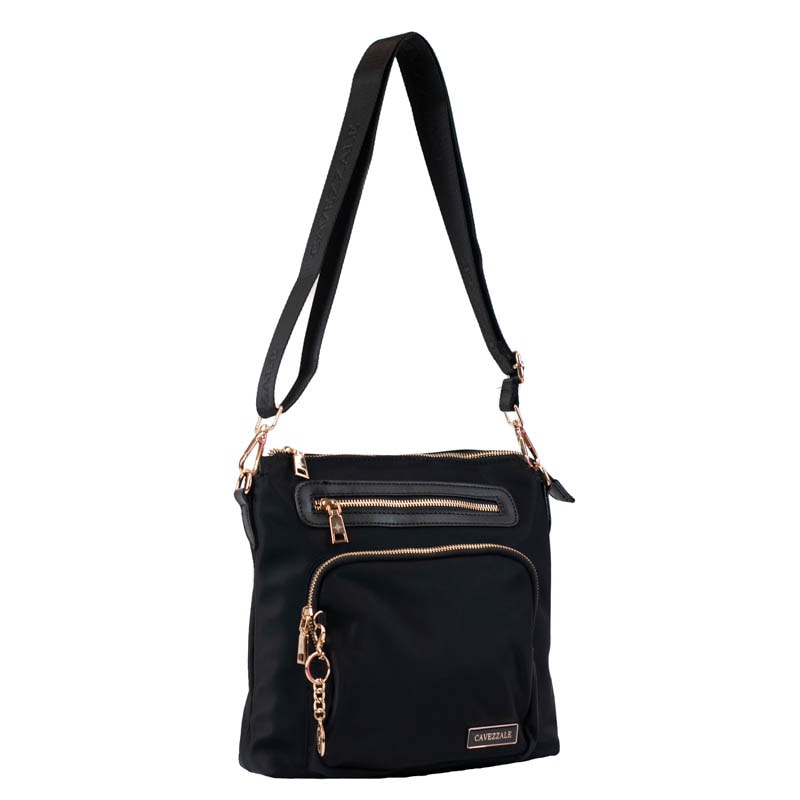 Bolsa Tiracolo Média de Nylon Cavezzale Preto 105688