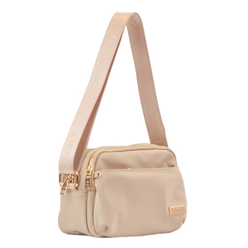 Bolsa Tiracolo Pequena de Nylon Cavezzale Bege 105691