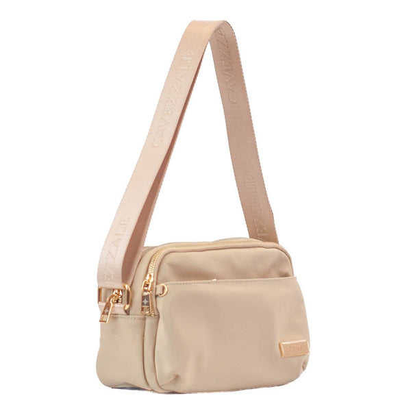 Bolsa Tiracolo Pequena de Nylon Cavezzale Bege 105691