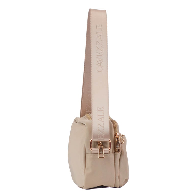 Bolsa Tiracolo Pequena de Nylon Cavezzale Bege 105691