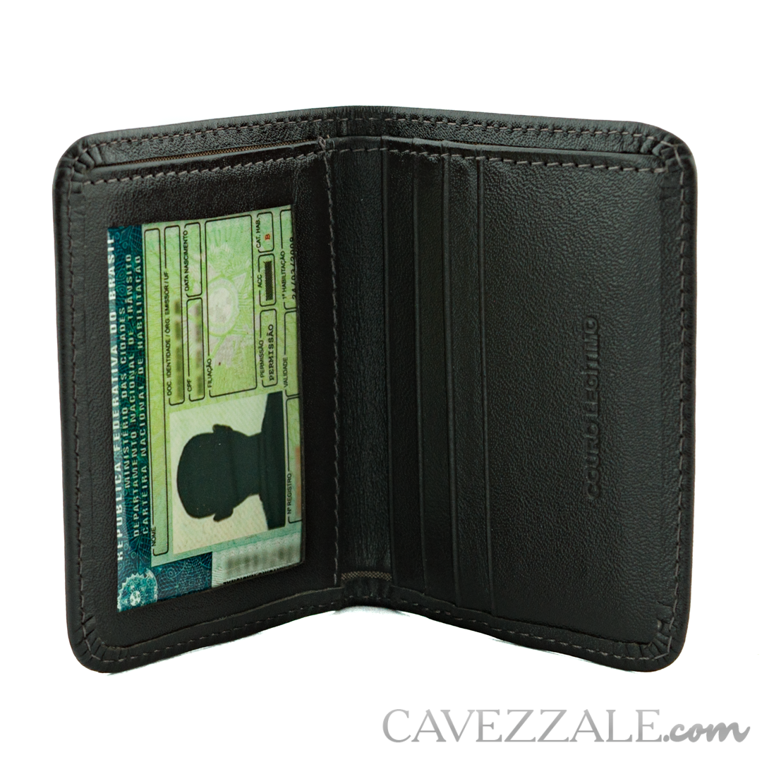 Carteira de Couro Masculina Média Preto Preto 097514