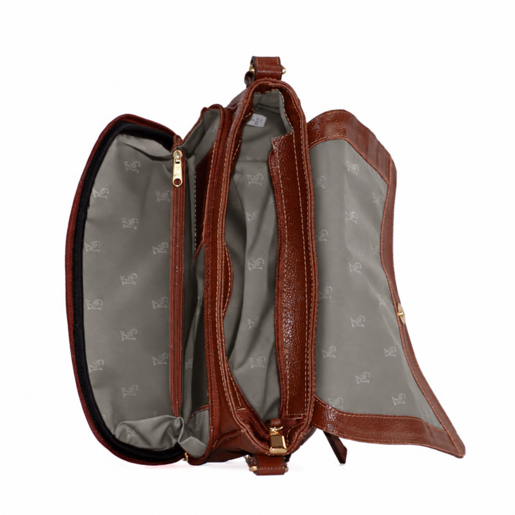 Bolsa de Couro Feminina Roma Cavezzale Camel 102239