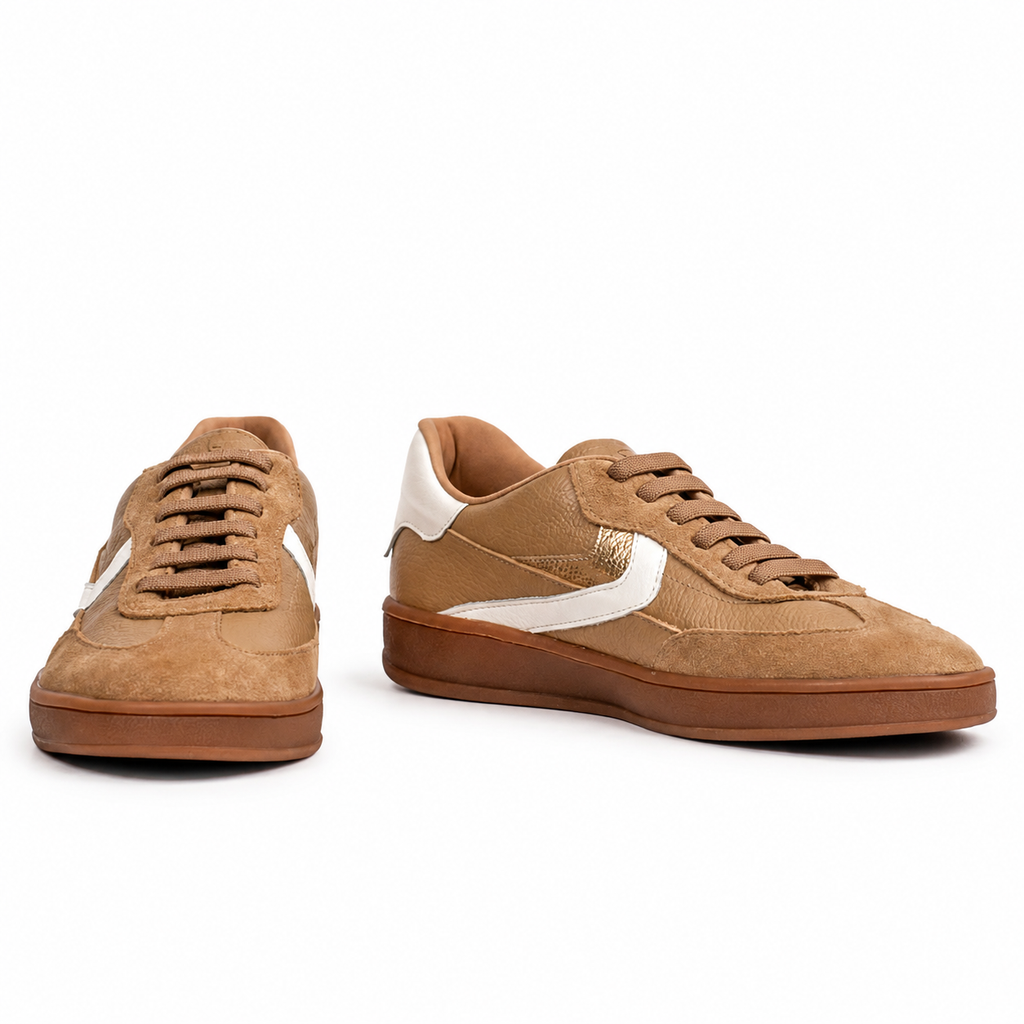 Tênis de Couro Floater Cavezzale Nude/Branco 106005