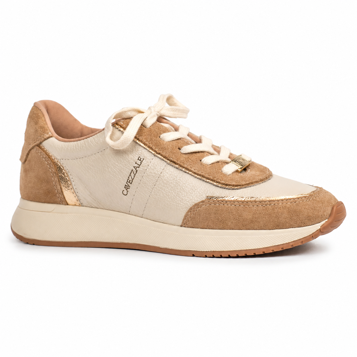 Tênis de Couro Floater Cavezzale Off White/Nude 106002