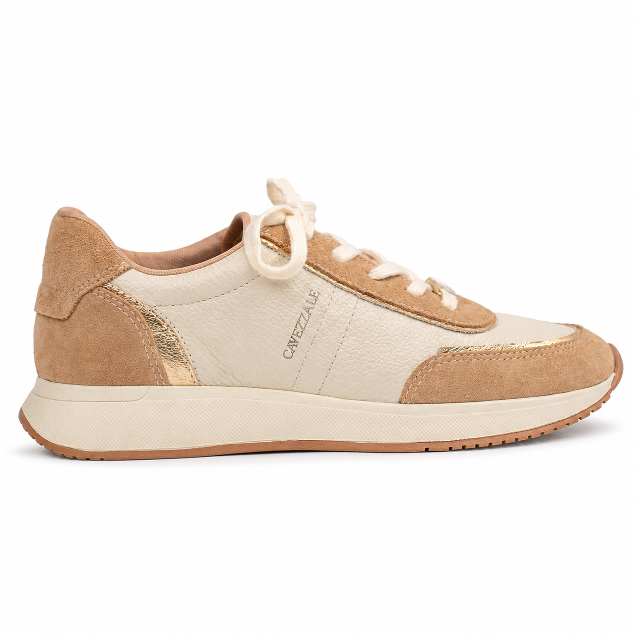Tênis de Couro Floater Cavezzale Off White/Nude 106002