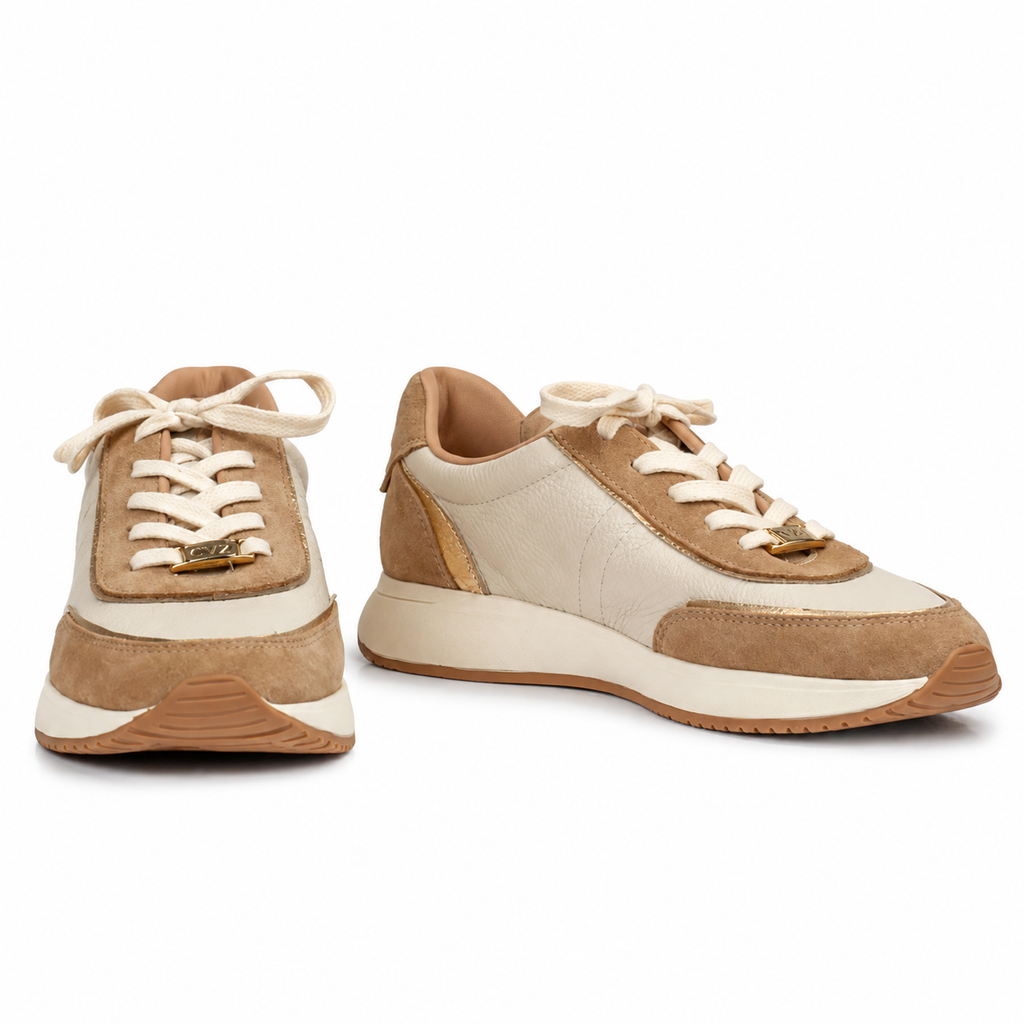 Tênis de Couro Floater Cavezzale Off White/Nude 106002