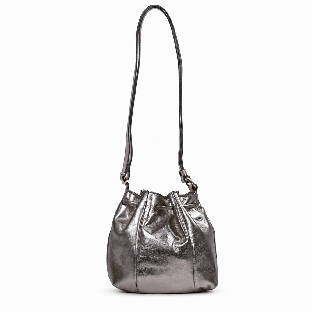 Bolsa Bucket de Couro Metalizado Cavezzale Inox 106030