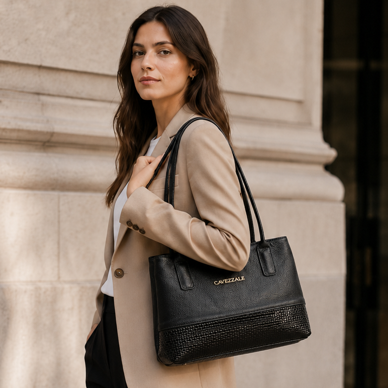 Tote Bag Grande de Couro Soft Cavezzale Preto 105664